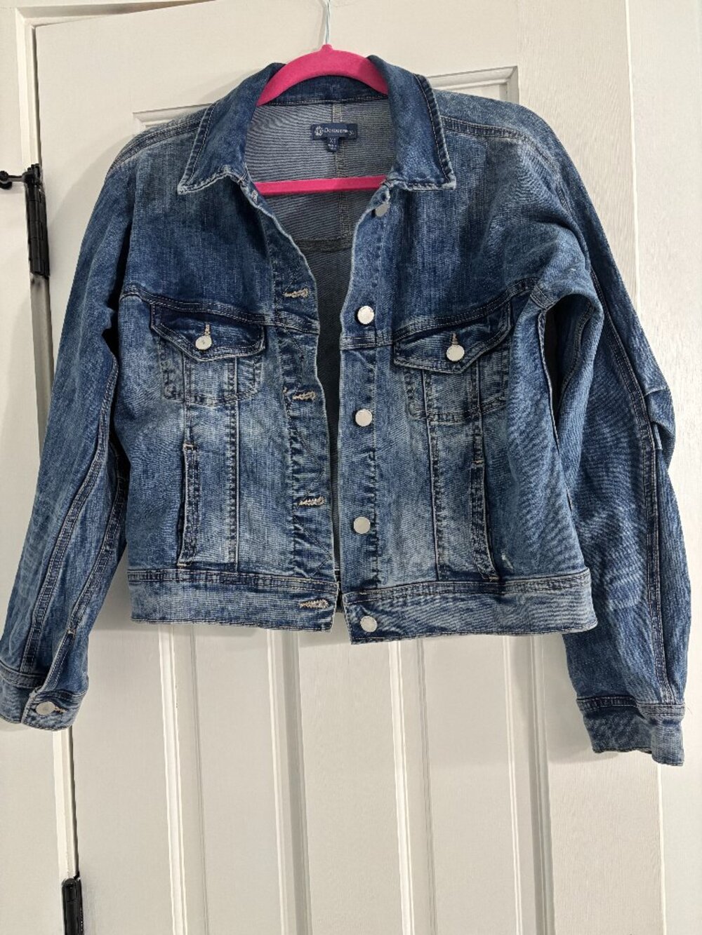 Democracy Cropped Denim Jacket Light Wash -  Size XS